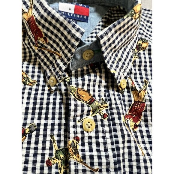 Vintage 90s Tommy Hilfiger All Over Golfer Print Button Down Shirt S Long Sleeve - Picture 3 of 8
